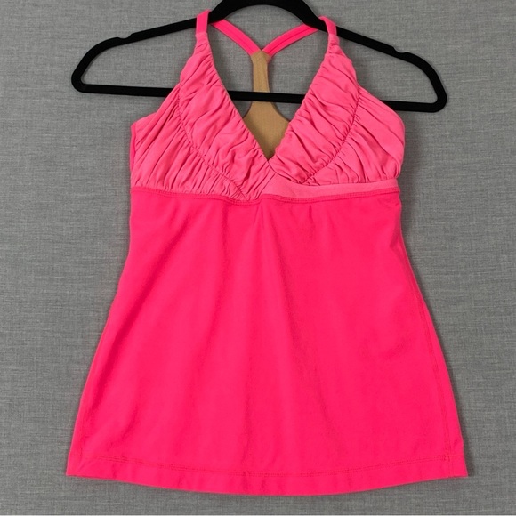 Lululemon Pink Tank Top with Ruched Chest Sz 6 Y Back - Picture 1 of 8